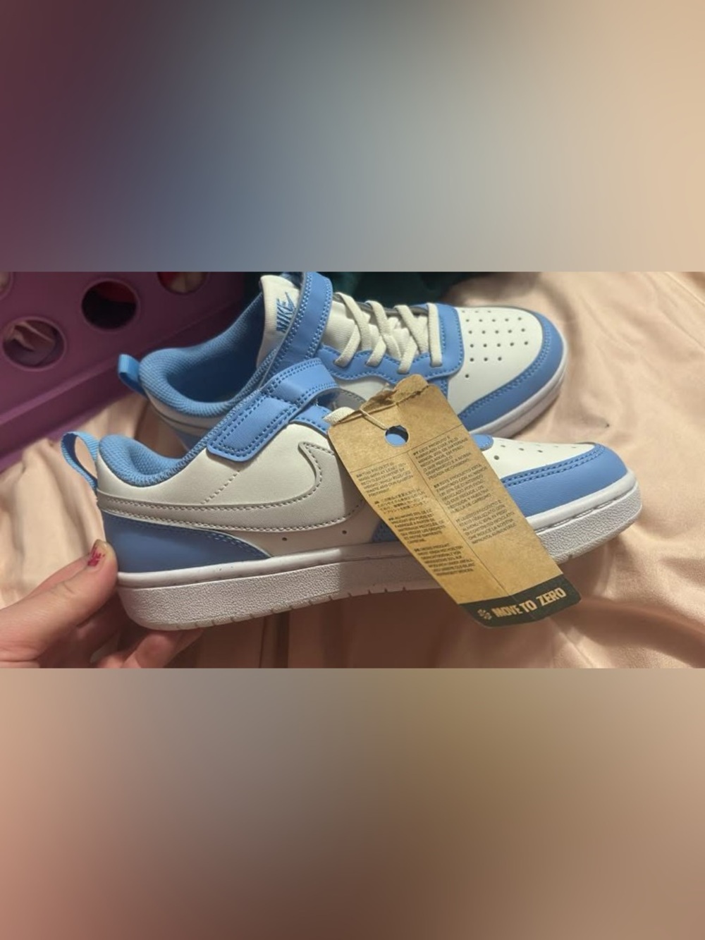 Nike Kids Low-Top Sneakers in White and Light Blue